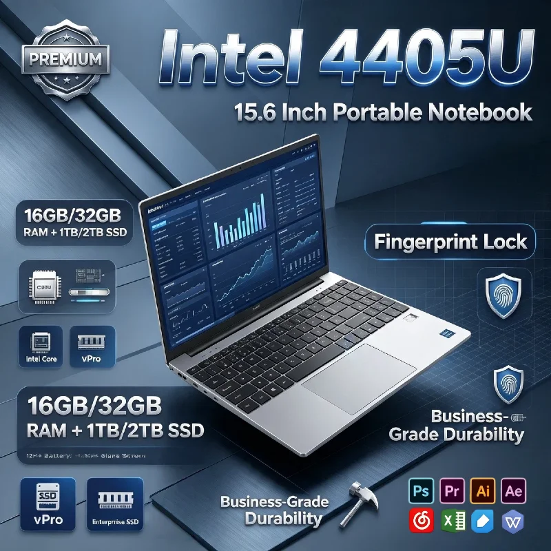 Intel Pentium 4405U 15.6 Inch Laptop 16GB DDR4 2TB SSD 1920x1080 Ultra Slim Gaming Notebook Office Study Pro Unit