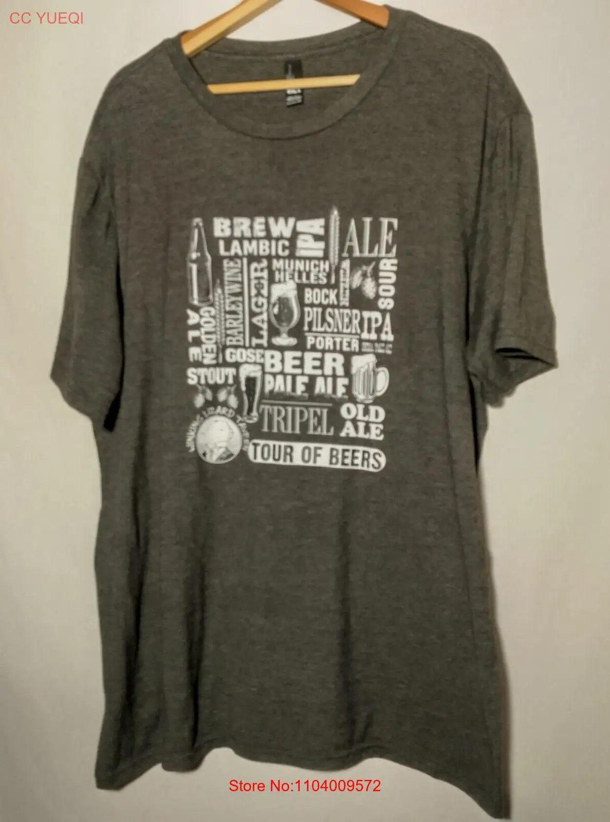 Winking Lizard Tavern Tour of Beers T Shirt Men 2XL District Gray Duvel Ohio