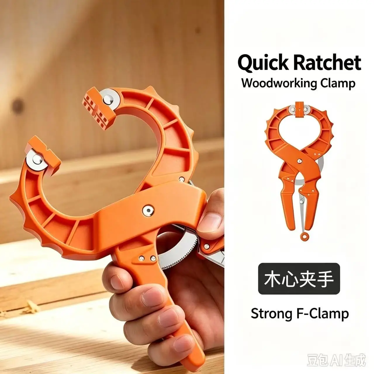 Quick Ratchet Woodworking Clamp C-Frame Fixing Tool Press Plate Tightener Powerful