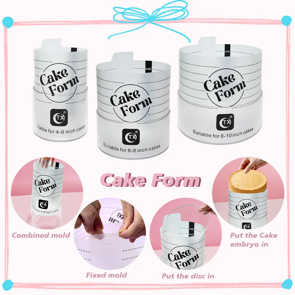 Kit de moules à gâteau ajustables en acrylique transparent réutilisable pour mousse, antiadhésif, outil de pâtisserie givrée DIY