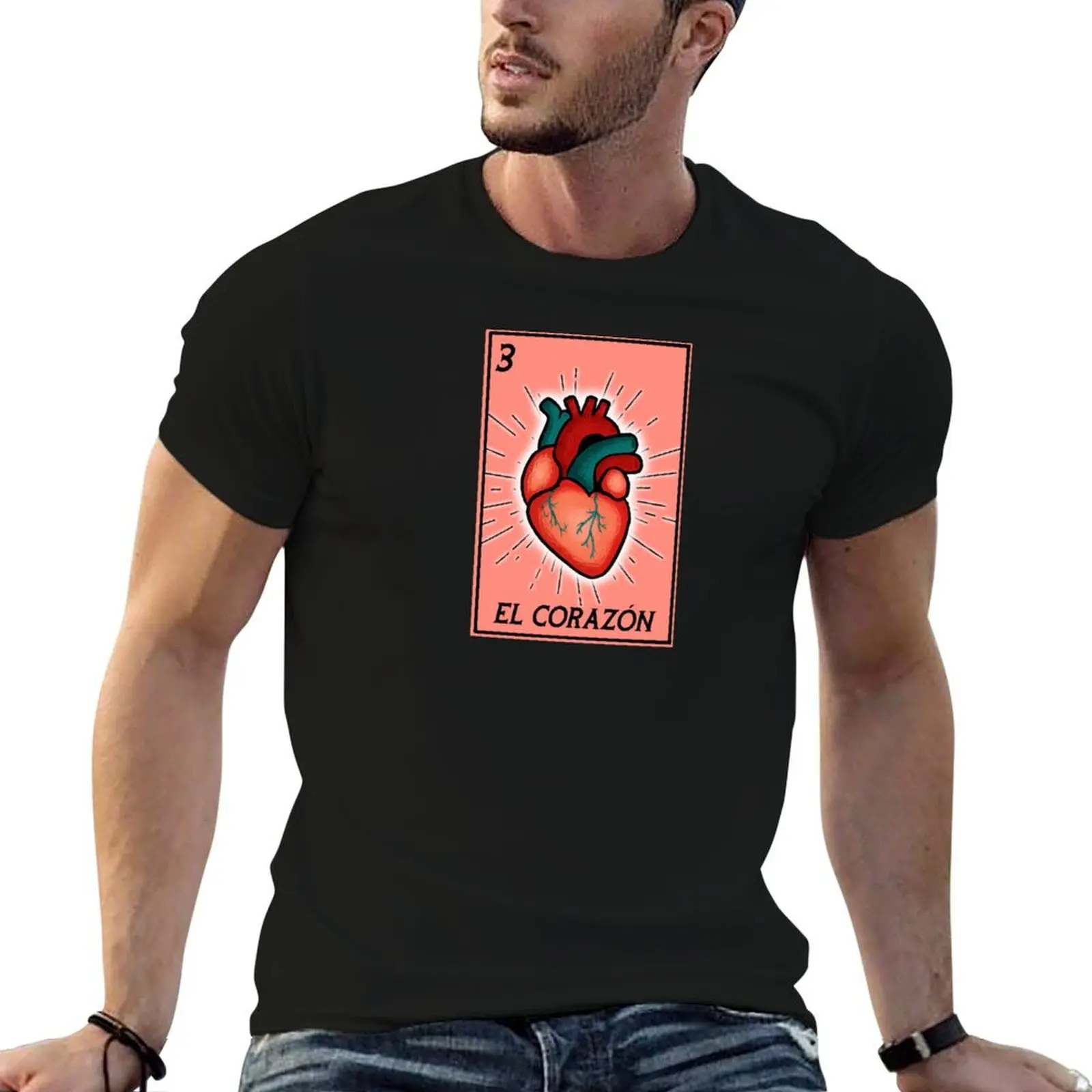 

El corazon the heart loteria card T-Shirt man t shirts high quality luxury brand man tshirt t shirts for man cotton T-Shirt