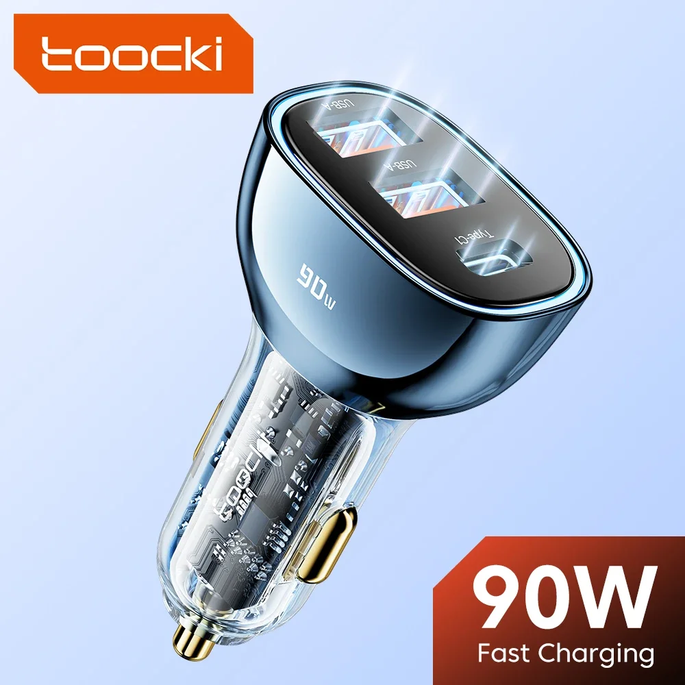 Toocki 90W USB C Car Charger QC3.0  Quick Charge PD Fast USB Type C Car Phone Charger For iPhone iPad Xiaomi POCO Huawei Samsung