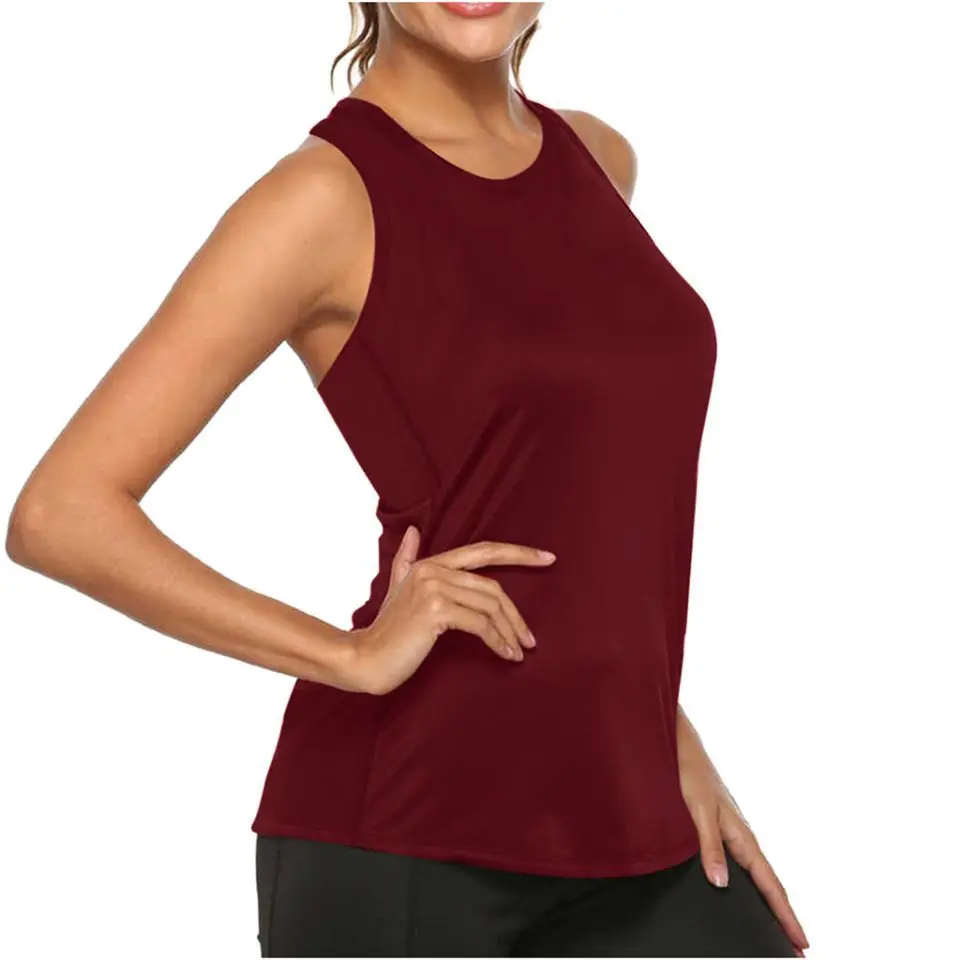 Summer Tops Yoga Women Sprots Tops O Neck Sleeveless T Shirt Women Yoga Tank Sprot Tank Running Tops Breathable Gym Tops