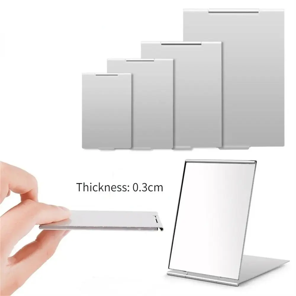 

Decorative Aluminum Folding Mirror Foldable Rectangle Makeup Mirrors Silver Vanity Pocket Mini Mirror Travel Use