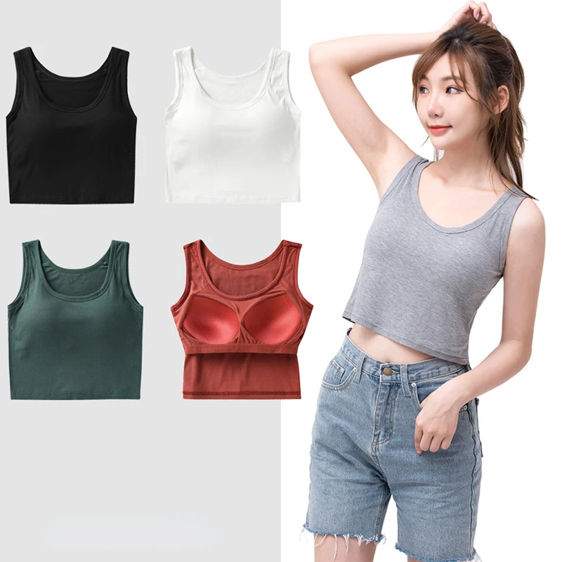 

S081 Yomrzl Modal No Steel Ring Summer with Chest Pad Camisole Women's Bra Underwear