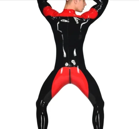 costume party Tights Racing uniform Pure Latex Catsuit Black Red Skinny Sexy Full Rubber cosplay