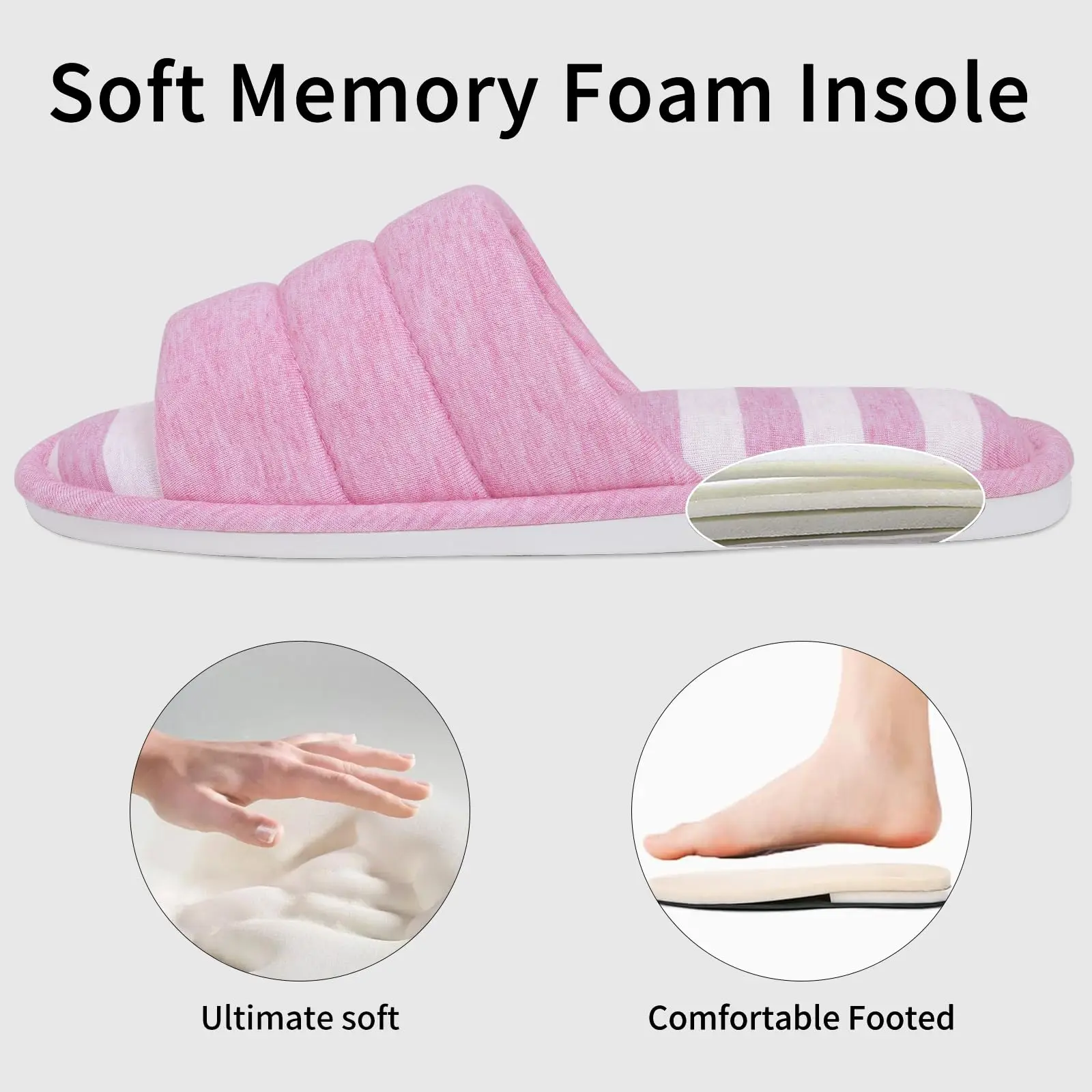 Comwarm Memory Foam Slippers For Women Couple Bedroom Soft Bottom Slides Lightweight Comfort House Shoes Cotton  Flats Shoes