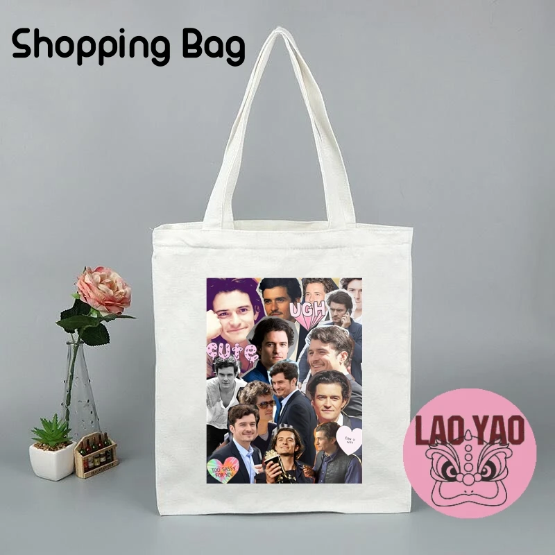 Orlando Bloom Shopper Bag Singer Aesthetic Bags Fans Gift Totebag Tote Women Eco Shopping Women's Cloth Canvas Special Purpose