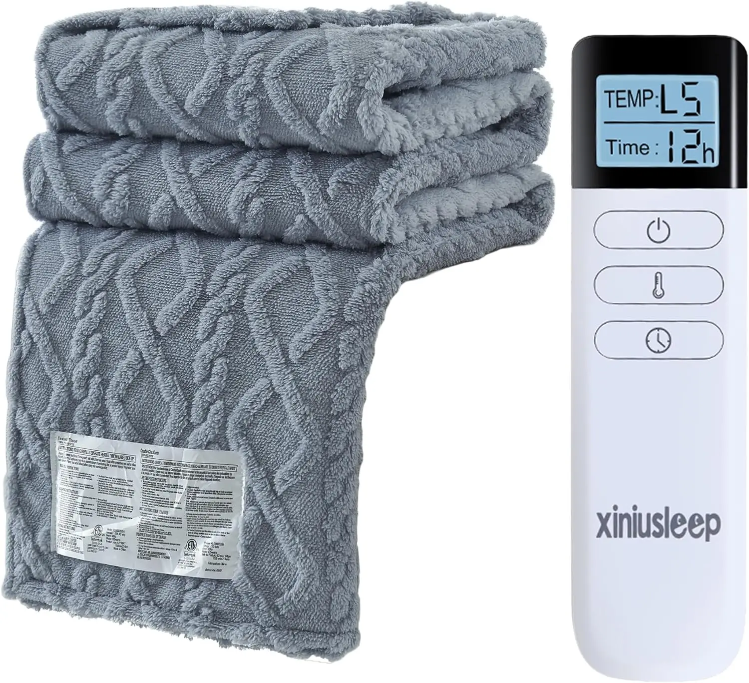 

Soft Taffeta Sherpa Electric Heated Throw Blanket, 5 Heat Levels & Auto Off Timer, Machine Washable