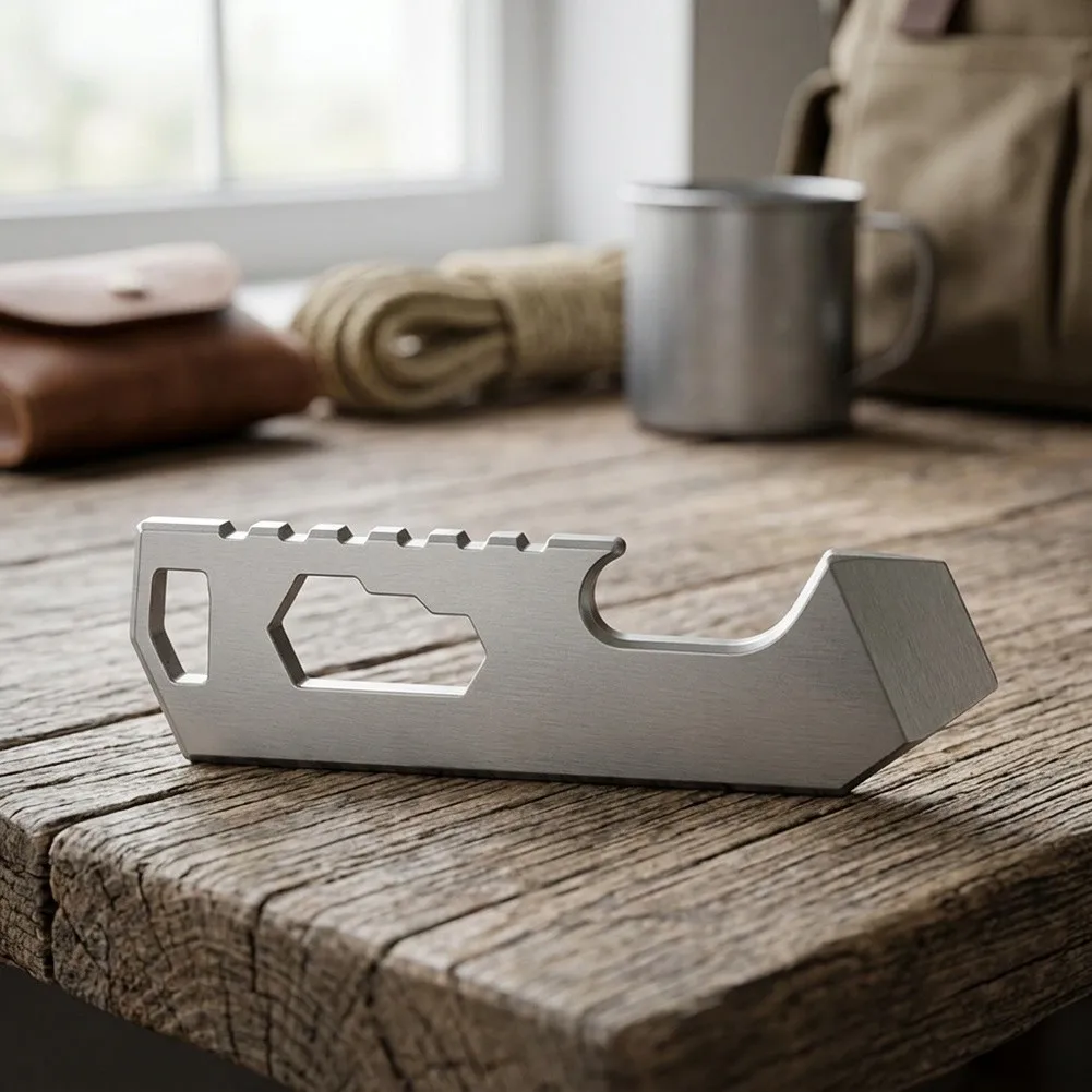 Alloy Keychain Pry Bar for Bottle Opener Can Opener Box Opener and Light Leverage Tasks 6x2x1cm EDC Silver Compact Tool
