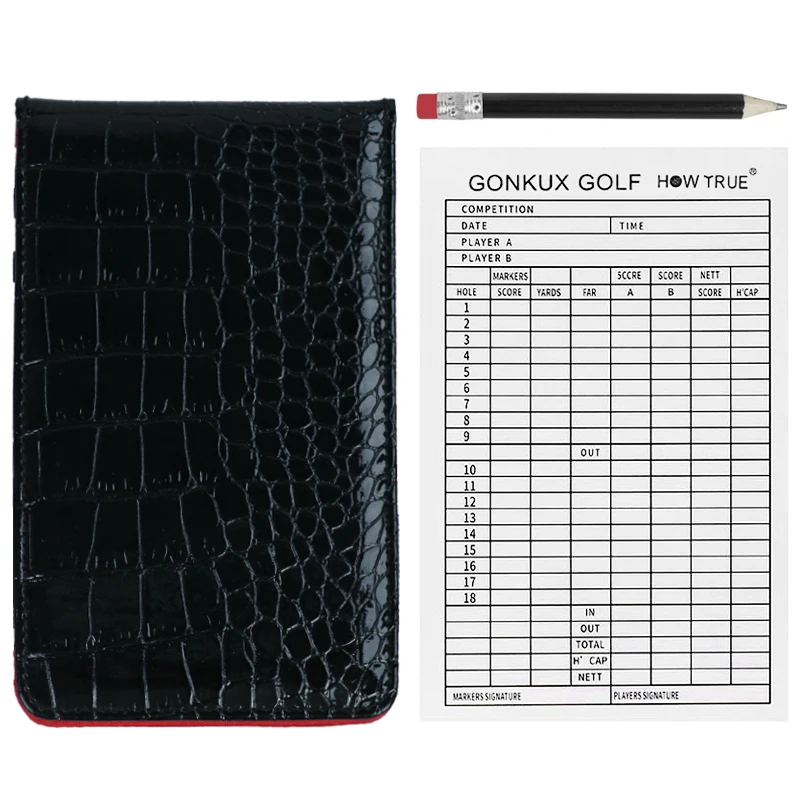 1Pcs Pu Leather Golf Scorecard Holder Crocodile Pattern Yardage Book Cover Case Protector Golf Score Card Golf Gift With Pencil