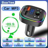Bluetooth 5.4 Car FM Transmitter PD Type-C Dual USB Ambience Player MP3 Fast Charger Type-C Wireless Light Hands-free PD