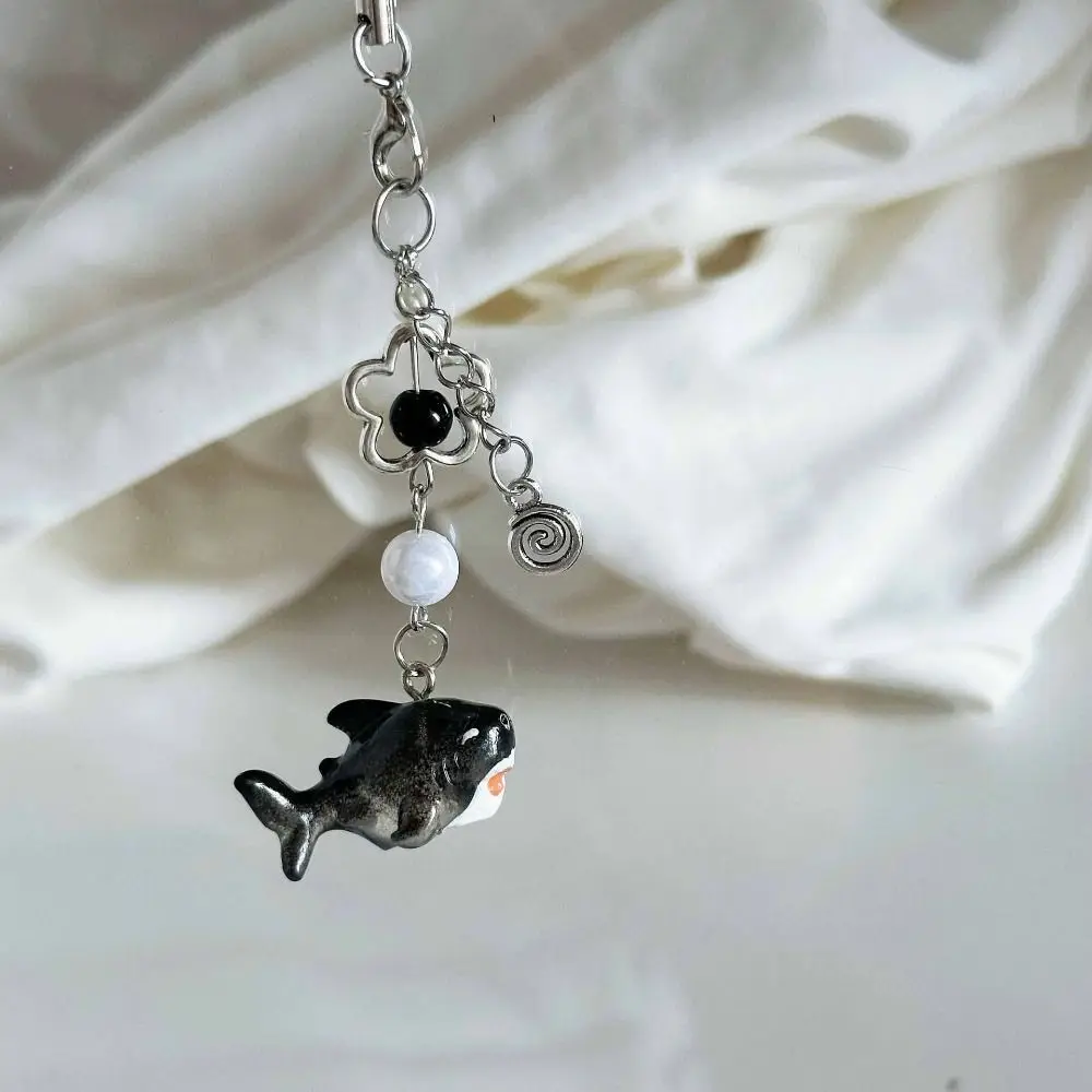 Cadena para teléfono móvil con tema oceánico, Animal marino Y2k, abalorio único para teléfono de tiburón, correa para teléfono móvil, cordón para teléfono hecho a mano