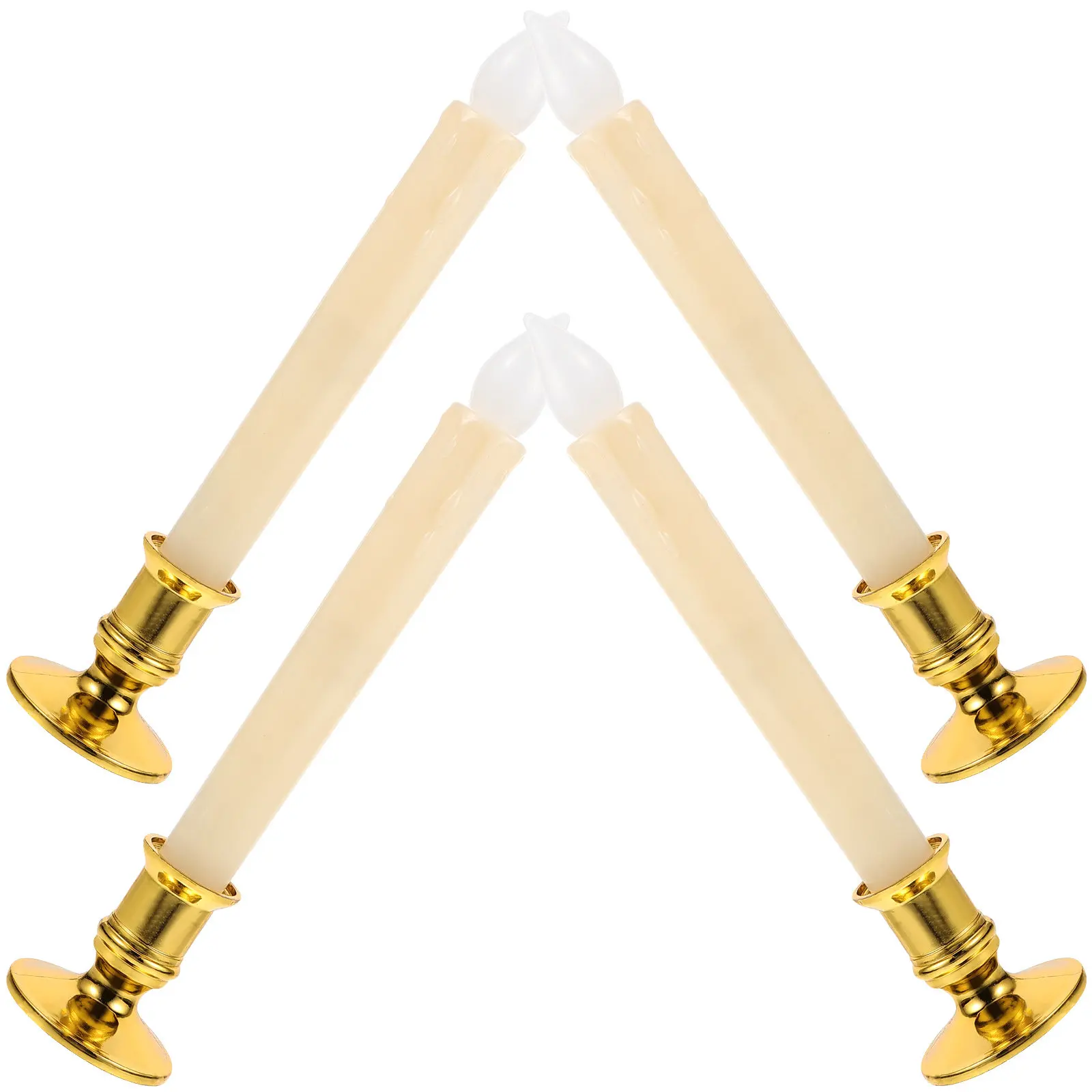 

4 шт. светодиодных имитационных светильников с золотым основанием, теплый белый свет, мерцающие, без пламени, для украшения на Рождество, день рождения, вечеринку