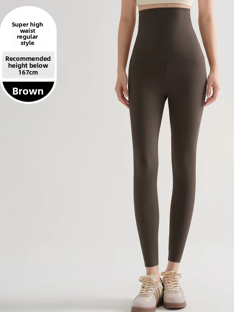 2025 Pantaloni da donna in pelle arca a vita alta Pantaloni da yoga foderati in Fce Vestibilità attillata Boting ey Abbigliamento da esterno Autunno Inverno