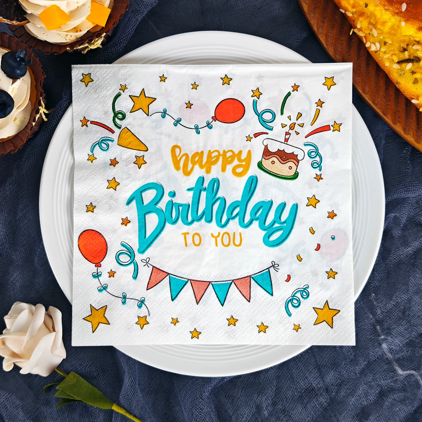 20/50pcs 33*33cm 2ply Happy Birthday balloon Napkins Suitable for Birthday parties,Party napkins designed for lively gatherings