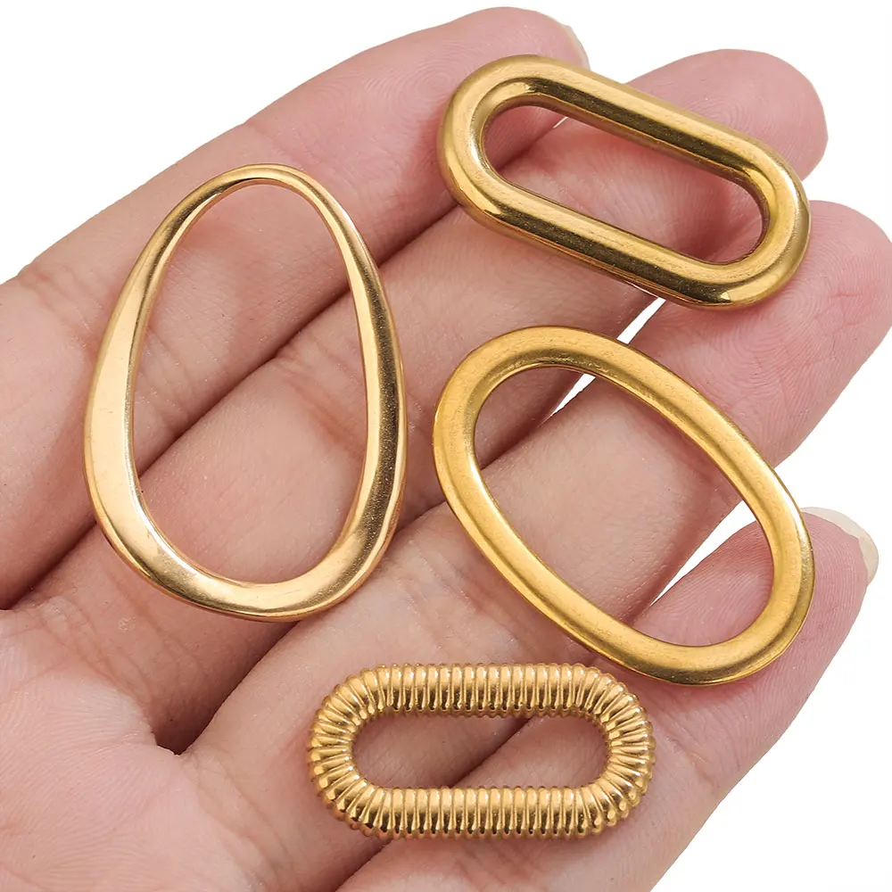 5PCS Stainless Steel Connectors Gold Color Irregular Earrings Supplies Bezel Blank Charms for DIY Jewelry Making Accessories image 5