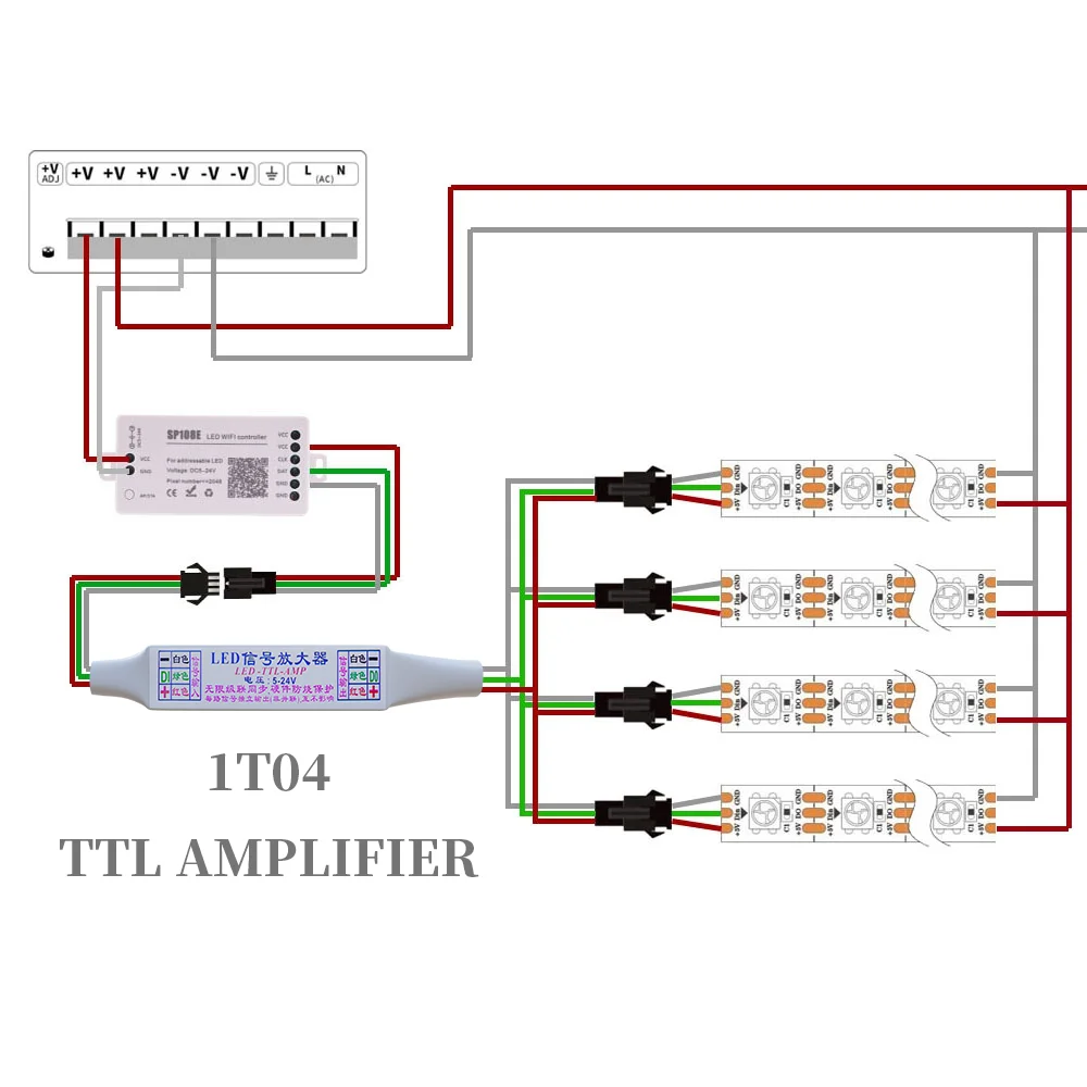 3PIN LED TTL Signal Amplifier Repeater Mini for WS2812B WS2811 SK6812 Addressable LED Strip String Garland Controller 5-24V