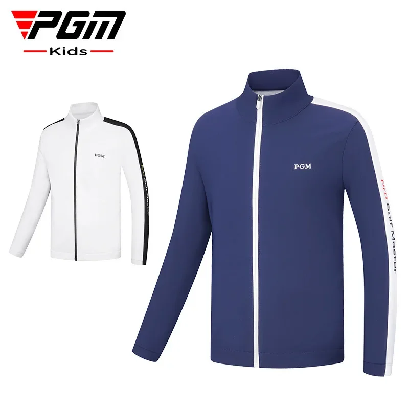 

PGM children's golf clothing jacket, windproof and warm sports top for boys, light heating inner lining, fashionable