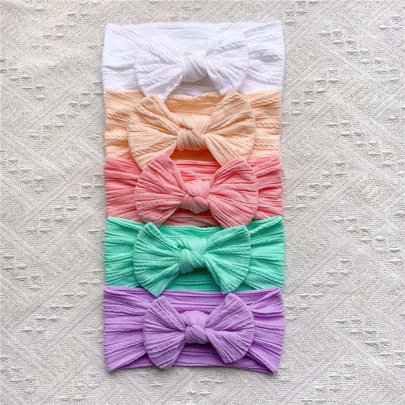 5Pcs/Set Baby Cute Headband Soft Elastic Bowknit Newborn Toddler Priccess Girls Hair Band Bows Accessories For 0-2Years