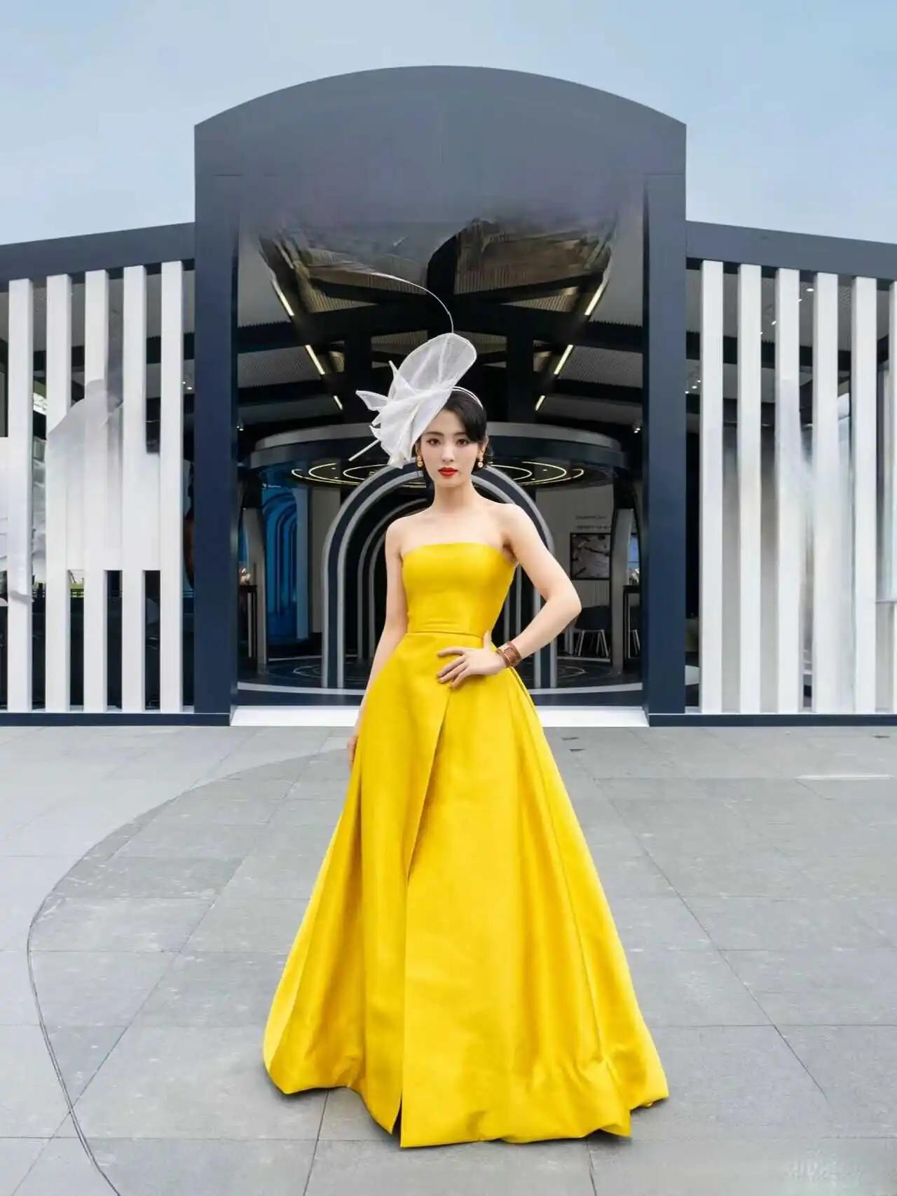 

Yellow Hepburn Sle Off-oulder Evening Dr for Women Wedding Ceremony Reception Banquet Gown with Zipper Faionable Lon...