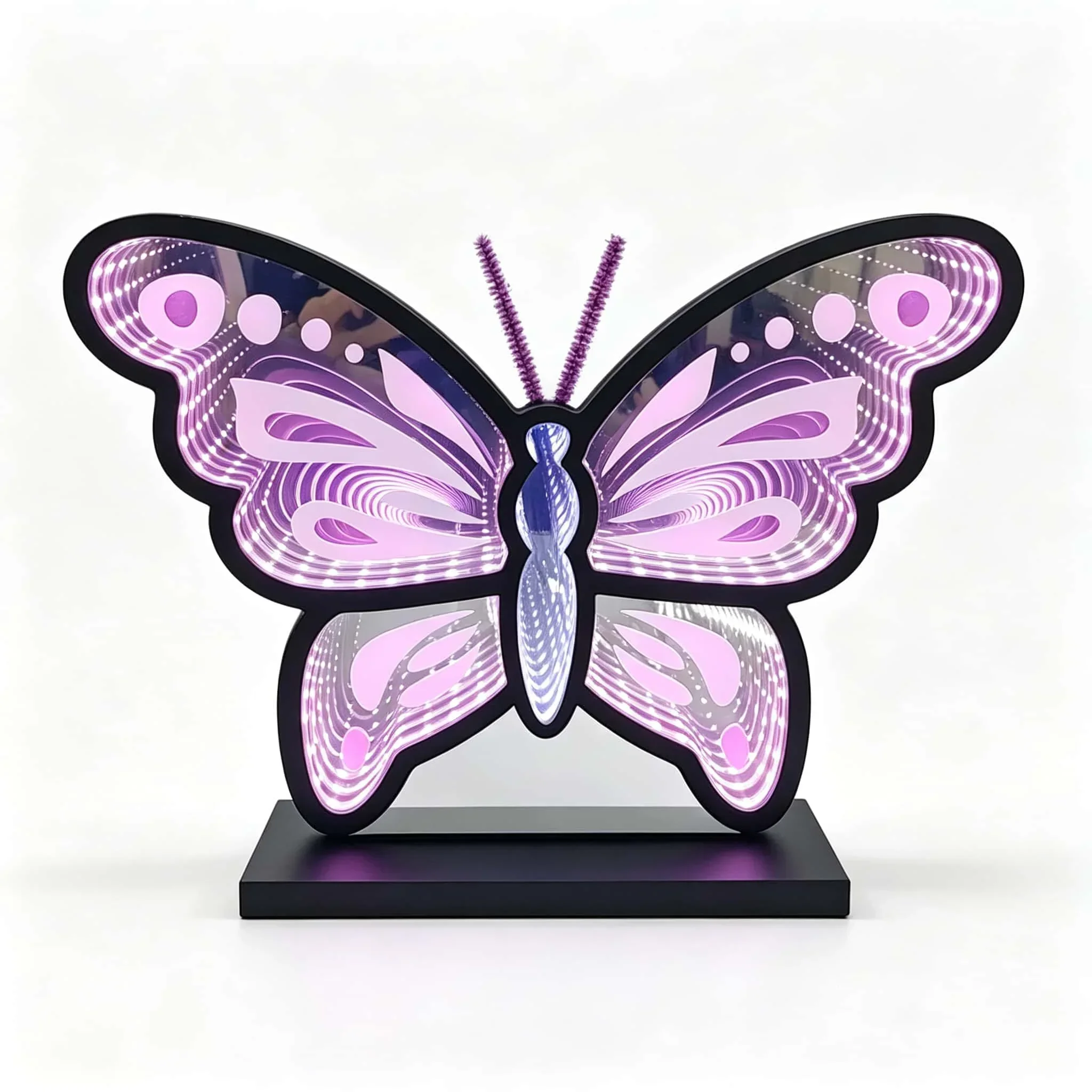 3D Butterfly Mirror Lamp Infinity Tunnel LED Night Light Dimmer Control Indoor Lighting Table Lamp