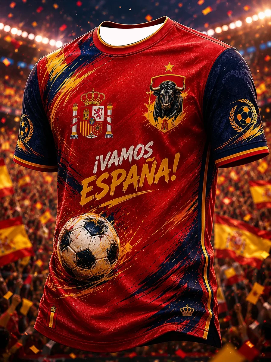 2026 Edition Spanish Fans Football Training T-Shirt - 3D Digital Printing - Comfortable and Breathable - Family Clothing