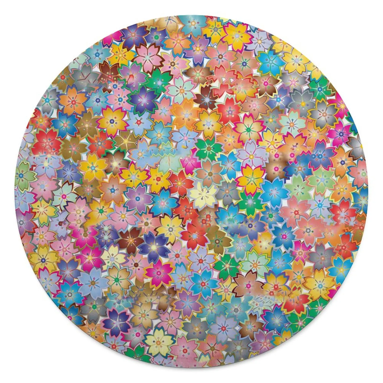 

Flower Power Soft Warm Round Blankets Colorful Floral Camping Throw Blanket Aesthetic Custom Flannel Bedspread Sofa Bed Cover