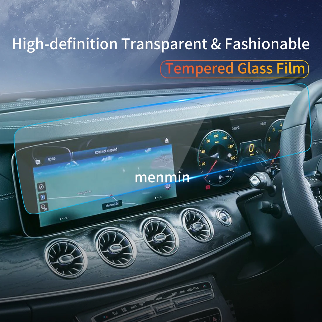 For Benz E Class 2023 Car Sticker Carplay Screen Protector Dash Tempered Glass Protective Film Diaplay Navigation Auto Accessory