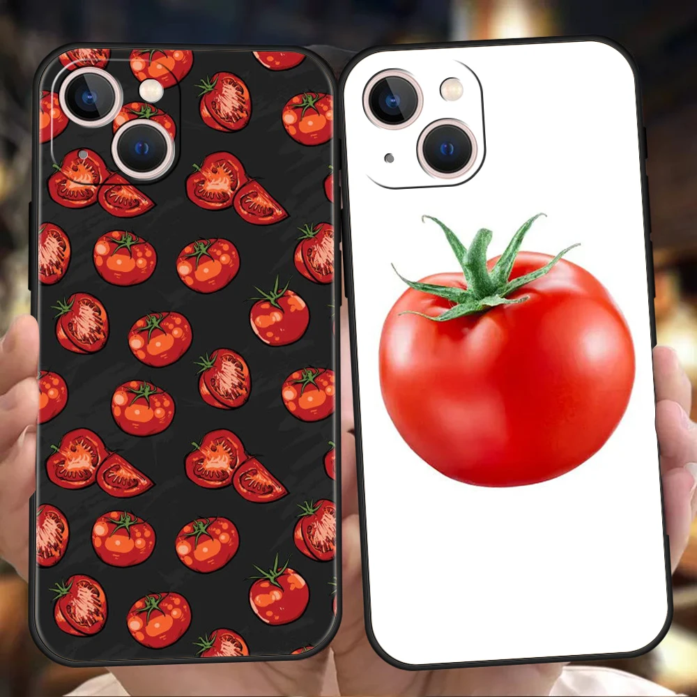 Fruits Tomatoes Pattern Phone Case for iPhone 16 15 14 13 12 Pro Max 11 Pro Max 7 8 Plus XS XR Shockproof Soft Shell Capas