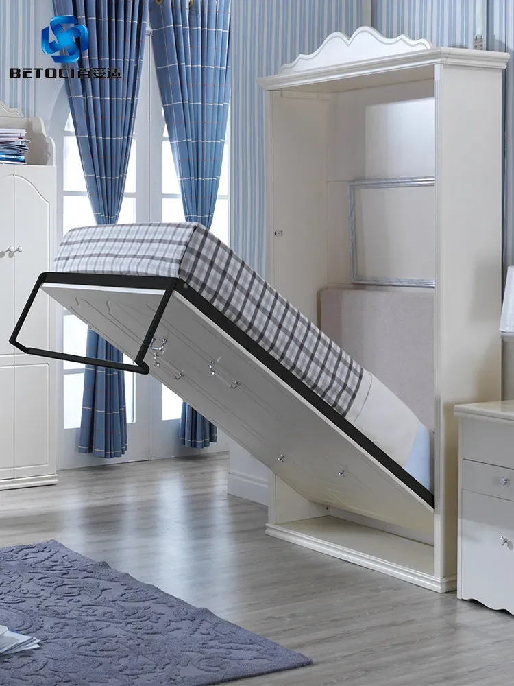 Small apartment wardrobe integrated invisible folding bed front side flip hidden bed