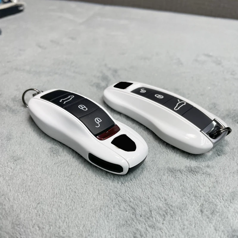 Key Case Pure White for Porsche 718 911 Panamera Cayenne Macan Boxster Cayman Car Key Shell Cover Remote Control Fob Replace