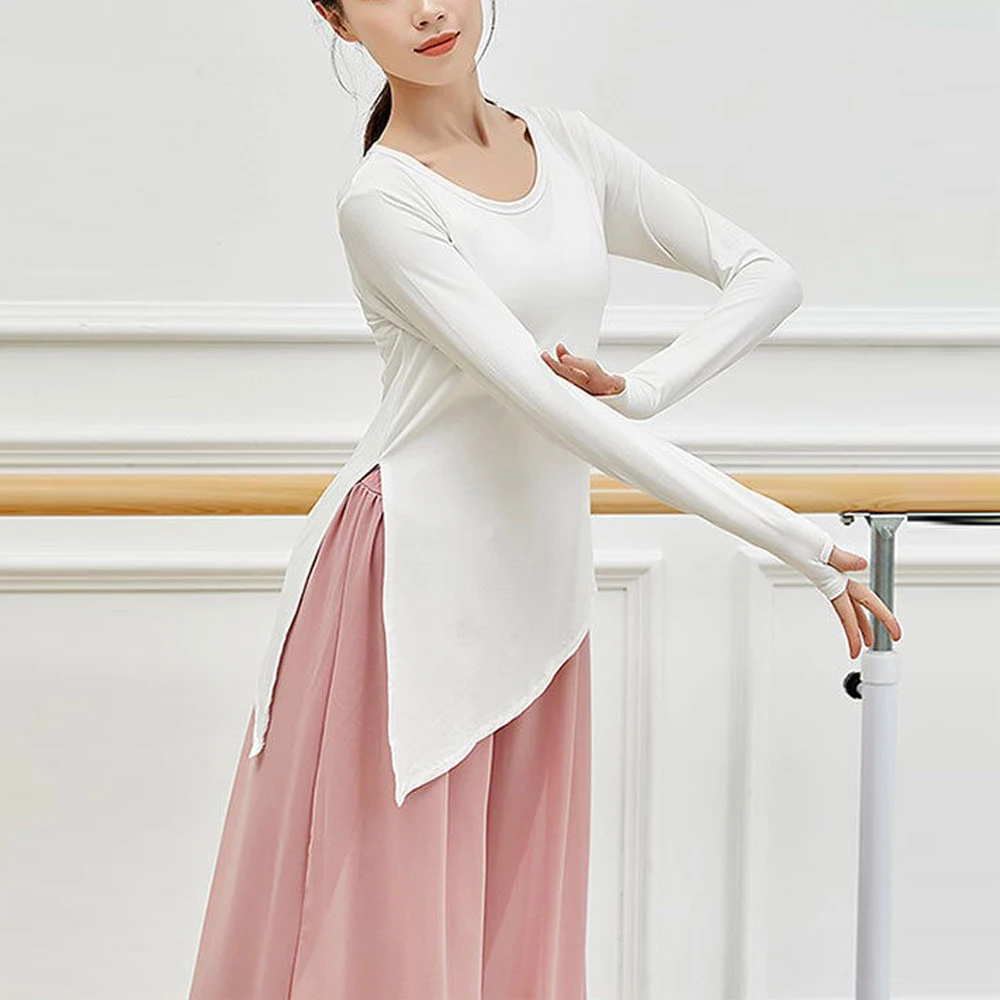 

Woman Full Sleeve O Neck Gym Yoga Dance T Shirts Black S-2XL Sexy Aesthetic Top Women Clothing Solid Color Decoration Tees Shirt