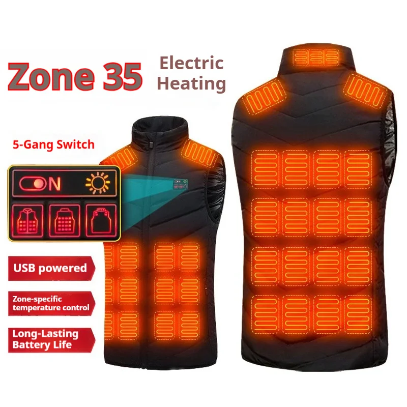 

Smart Heating Vest Men's 35 Zone Five Control Charging Warmth Motorcycle Riding Jacket Winter Essential Motorcycle Equipment