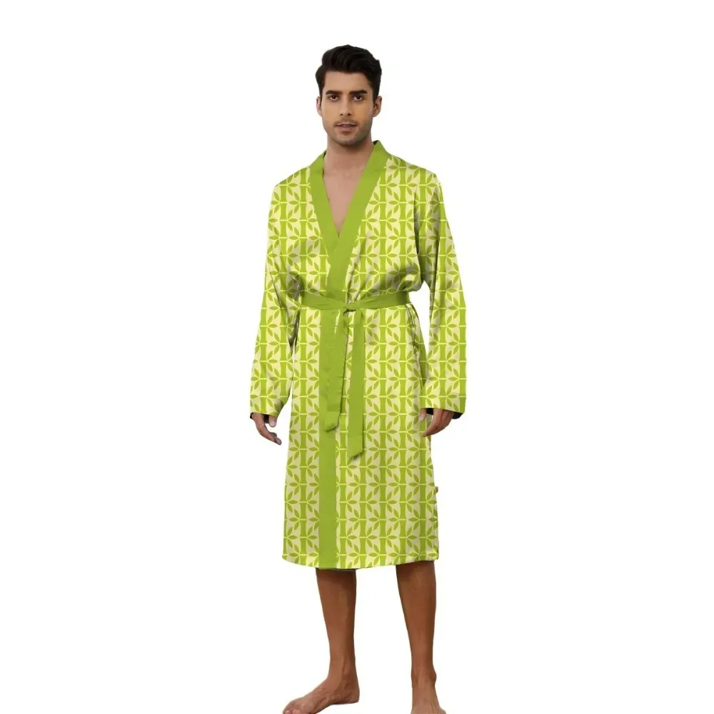

Men's Robes 3D printed green bamboo pattern bathrobe nightgown comfort popular features quick drying all seasons nightie for men