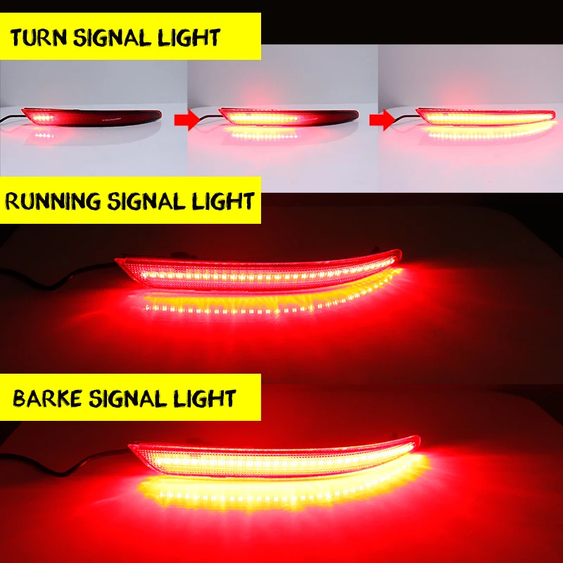 Red LED Car Rear Bumper Reflector Brake Tail Light w/ Sequential Turn Signal lights, Rear Fog Lights For 2016-2020 INFINITI QX60 - Image 5