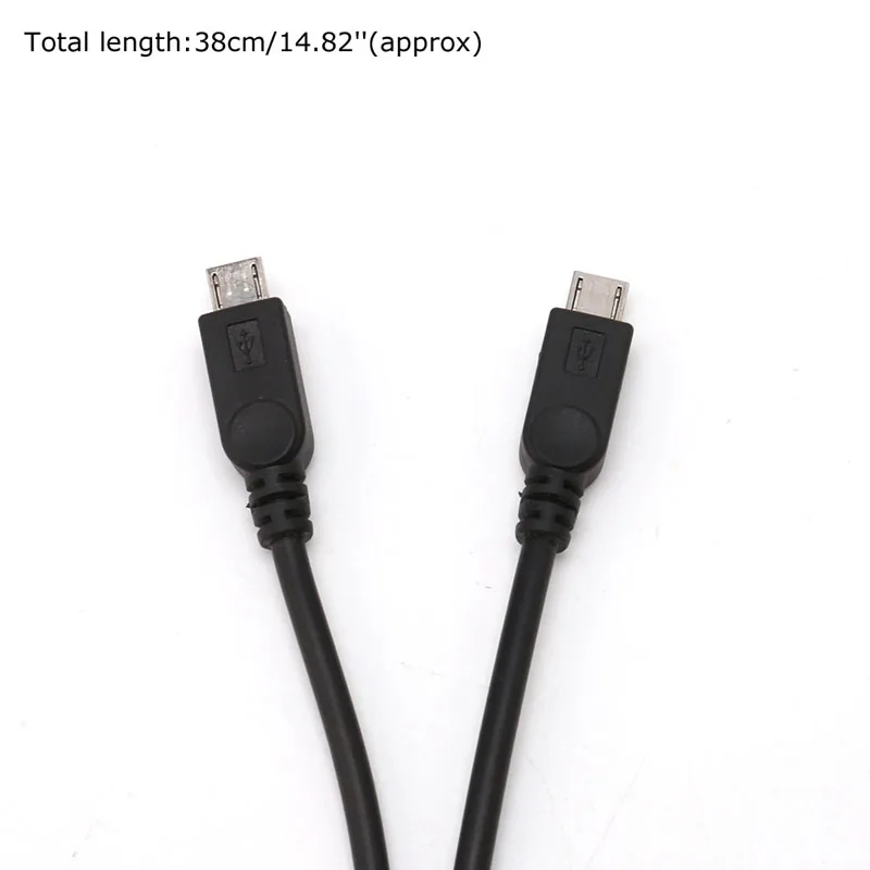 Portable 38cm USB Male Universal Micro USB Dual Male Y Adapter Splitter Cable