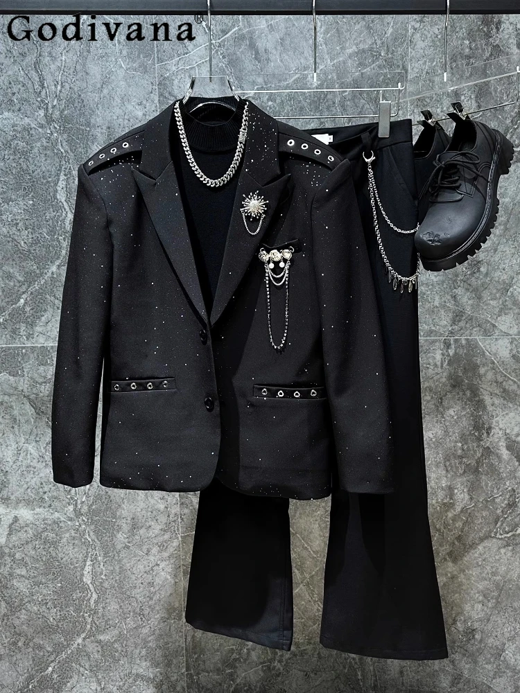 

Fashion Versatile Elegant Boys Autumn New Handsome Suit Jacket Korean Chic Black Loose Long Sleeved Personality Leisure Top