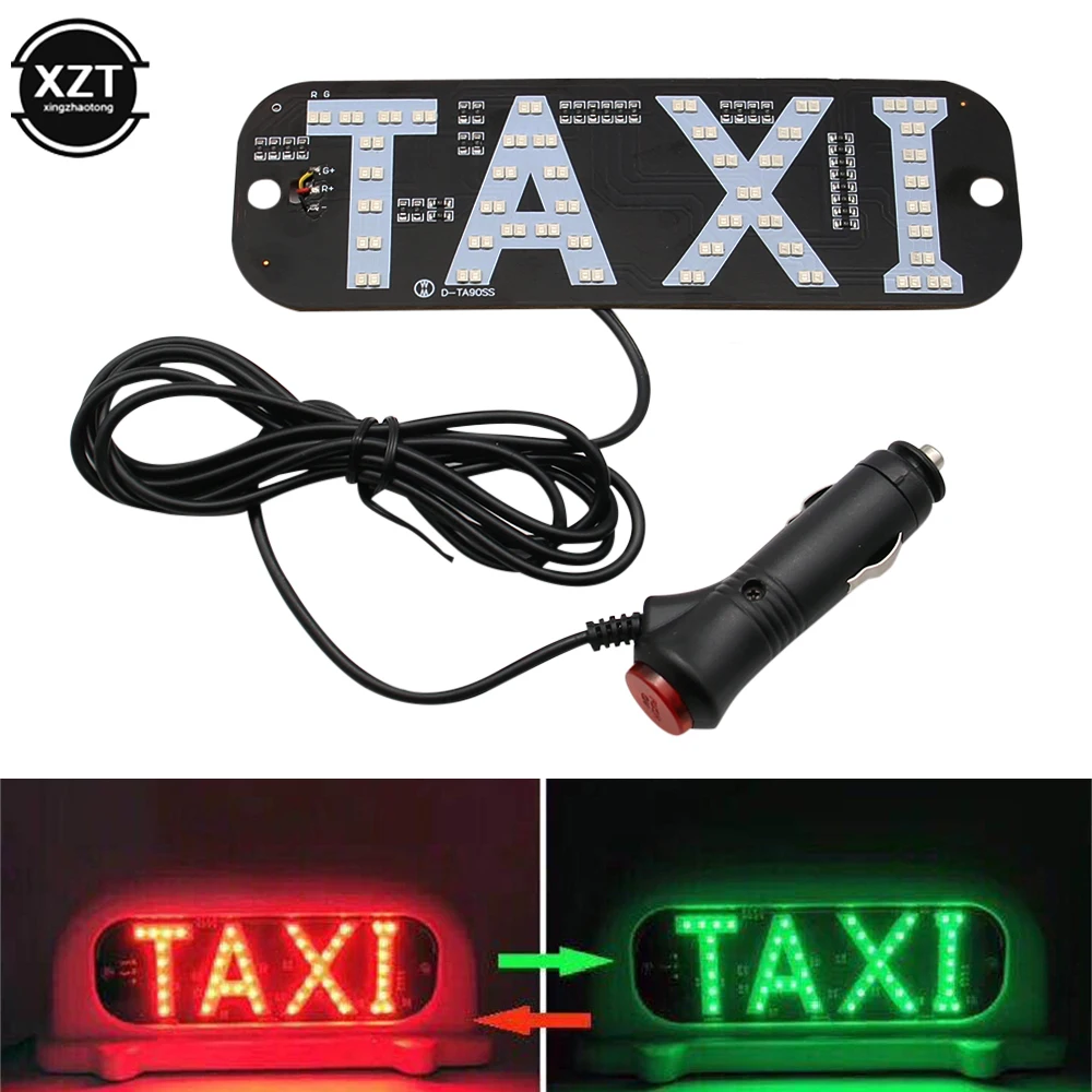 Taxi Sign LED Indicator Light Panel Sign Warning Light 2 Color Changeable Cigarette Lighter with Suction Beacon Signal Light