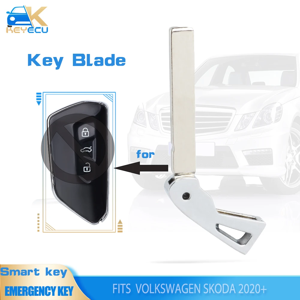 KEYECU Uncut Smart Insert Emergency Key Blank Blade for Volkswagen for Skoda 2020+