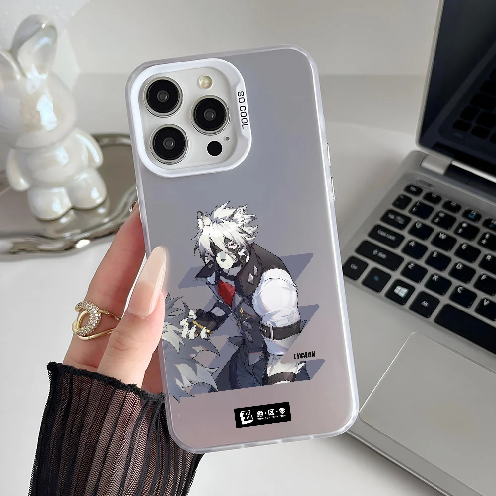 Zenless Zone Zero Von Lycaon Mousepad Custodia per telefono IMD Colore Argento Shell per IPhone 16 15 14 13 12 Pro Max Plus