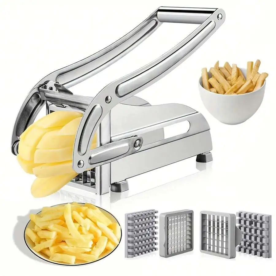 Multi-Functional All-In-One Stainless Steel Vegetable Cutter, Dice Slice Chop Potato Onion Carrot Cucumber, French Fry Slicer Fo