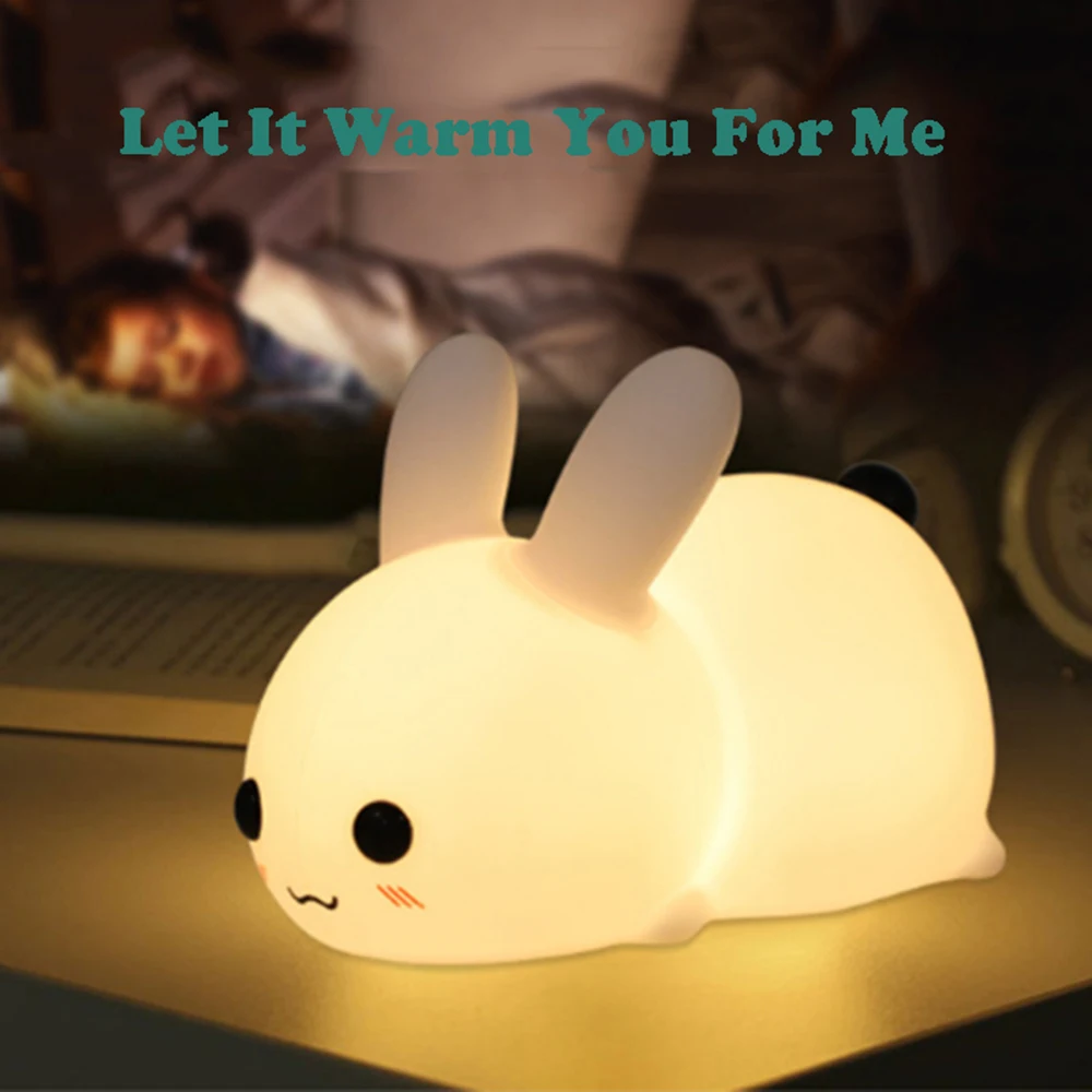 Silicone Lamp Colorful Nightlight with Rabbit Shaped Design, Tap Control Atmosphere Light, Home Decoration Hoilday Gift for Kids