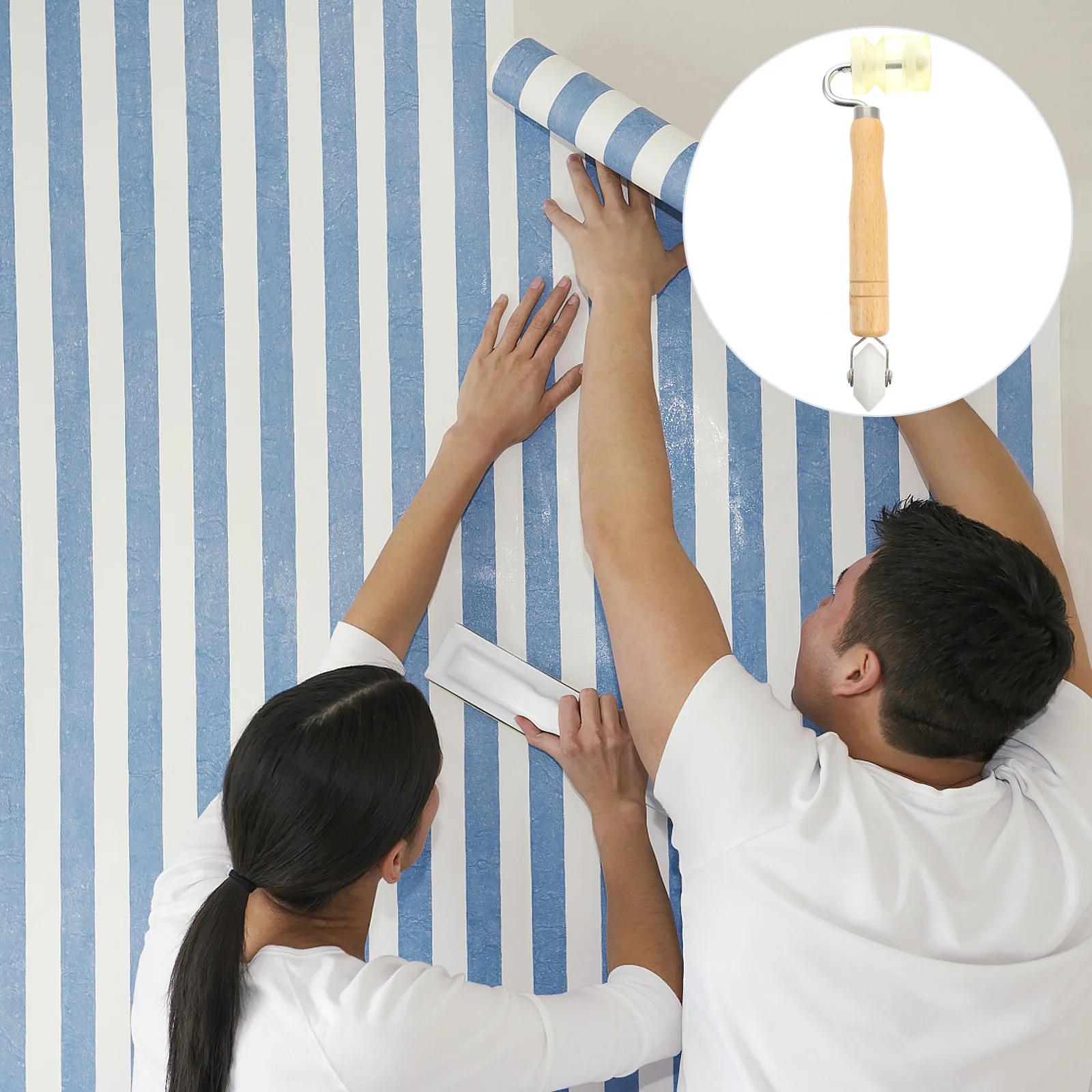 

1Pcs Seam Roller Wooden Handle Pressure Wheel for Wallpaper Construction Tool Multi-Function DIY Home Wall Paper Adhesion Roller
