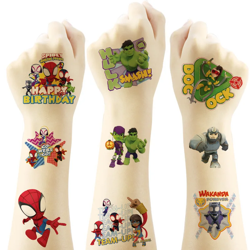 20 Sheets Spider-Man Marvel Temporary Tattoos Kids Superhero Stickers for Birthday Party Favors Boys Gift