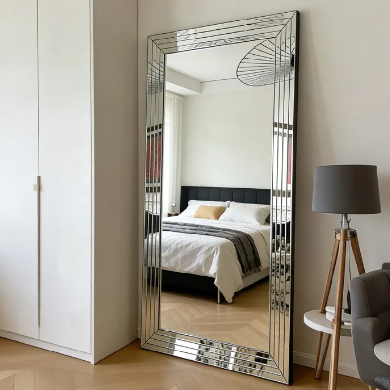 Household full body floor mirror modern simple living room square decorative large mirror