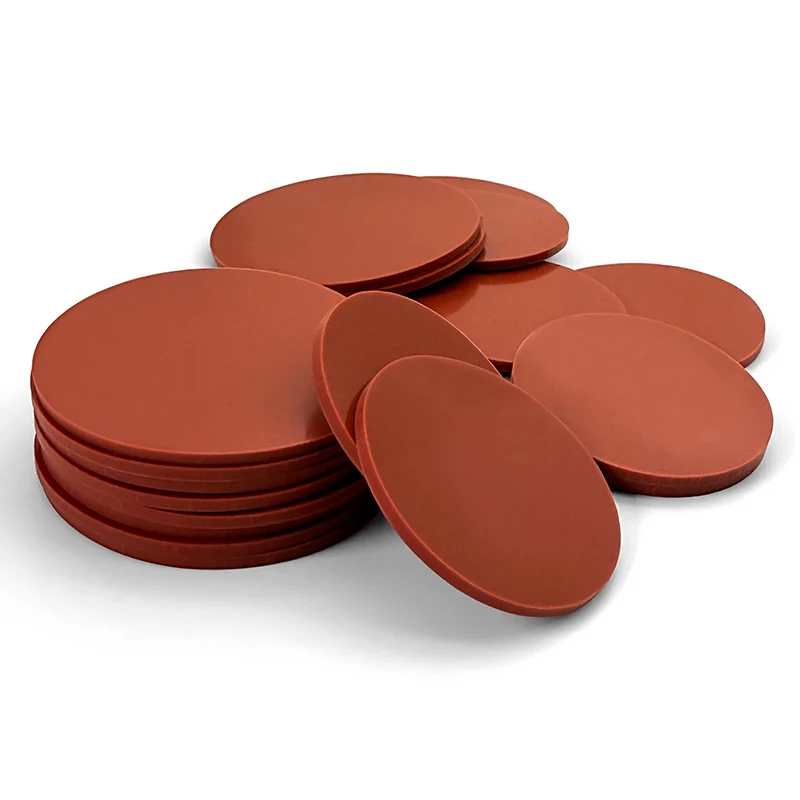 Dia 4~50mm Red Solid Silicone Circular Gasket 1mm -2mm Thickness Thermal Leakproof  Shock absorption Function Seal Gasket Sheet