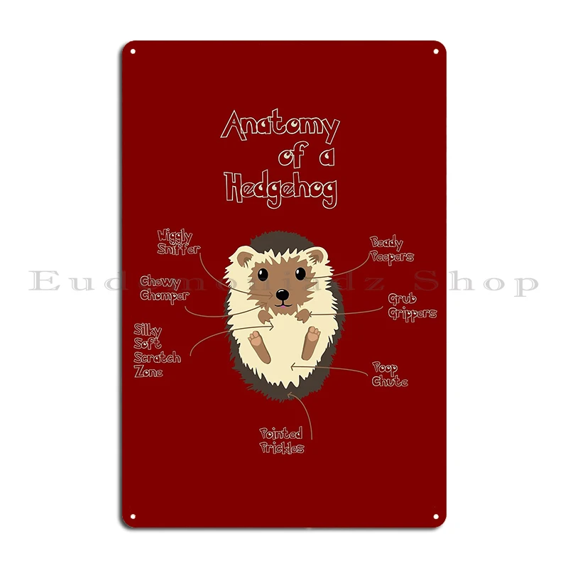 Anatomy of a Hedgehog Hedgehog Anatomy Lovers Funny Graphic Educational Gifts Metal Painting Cinema Funny Party Tin Sign Poster