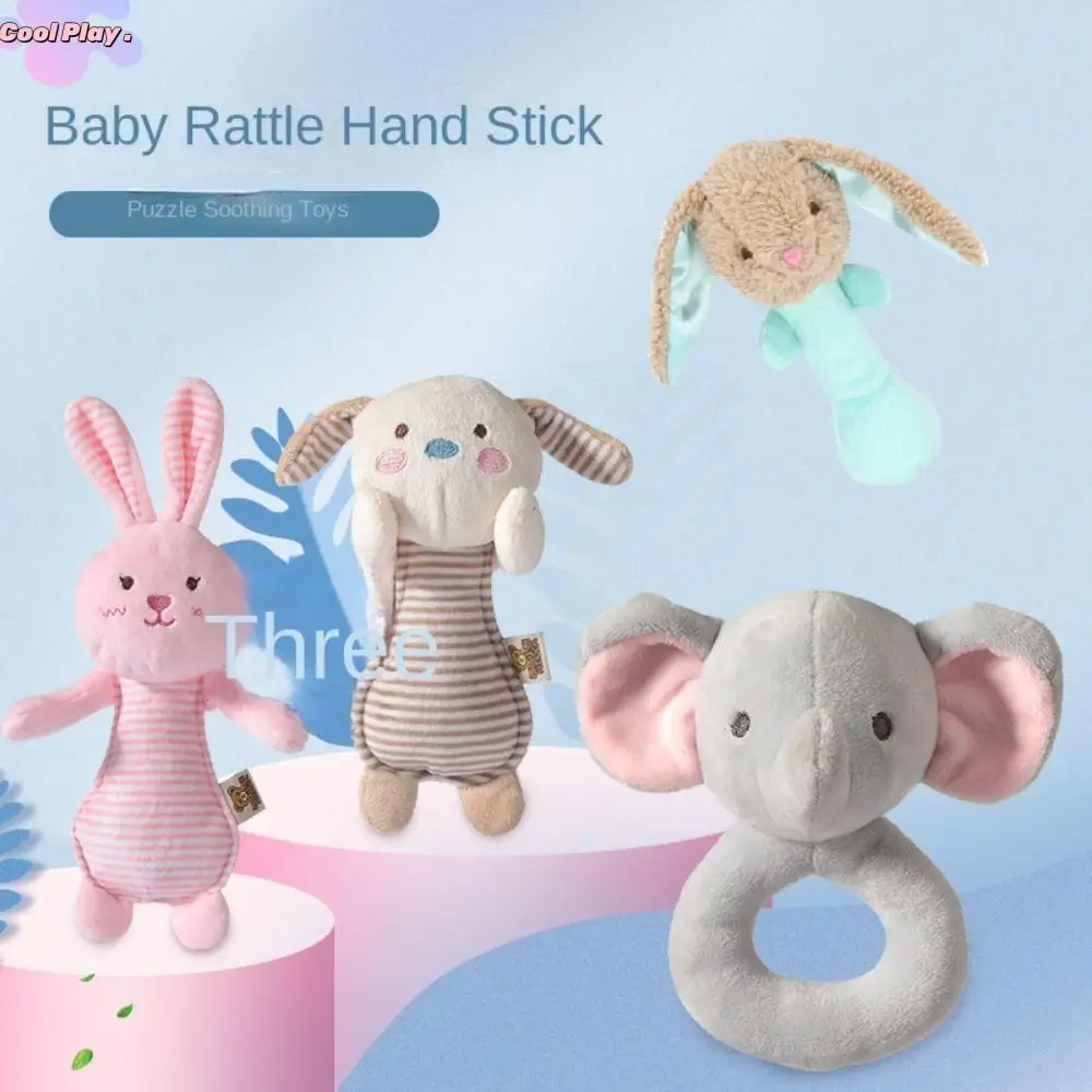 Einfache Cartoon Bär Holz Baby Rassel Spielzeug Kaninchen Einstellbare Handbell Rassel Spielzeug Silikon Handgemachte Holz Ringe Spielzeug Baby