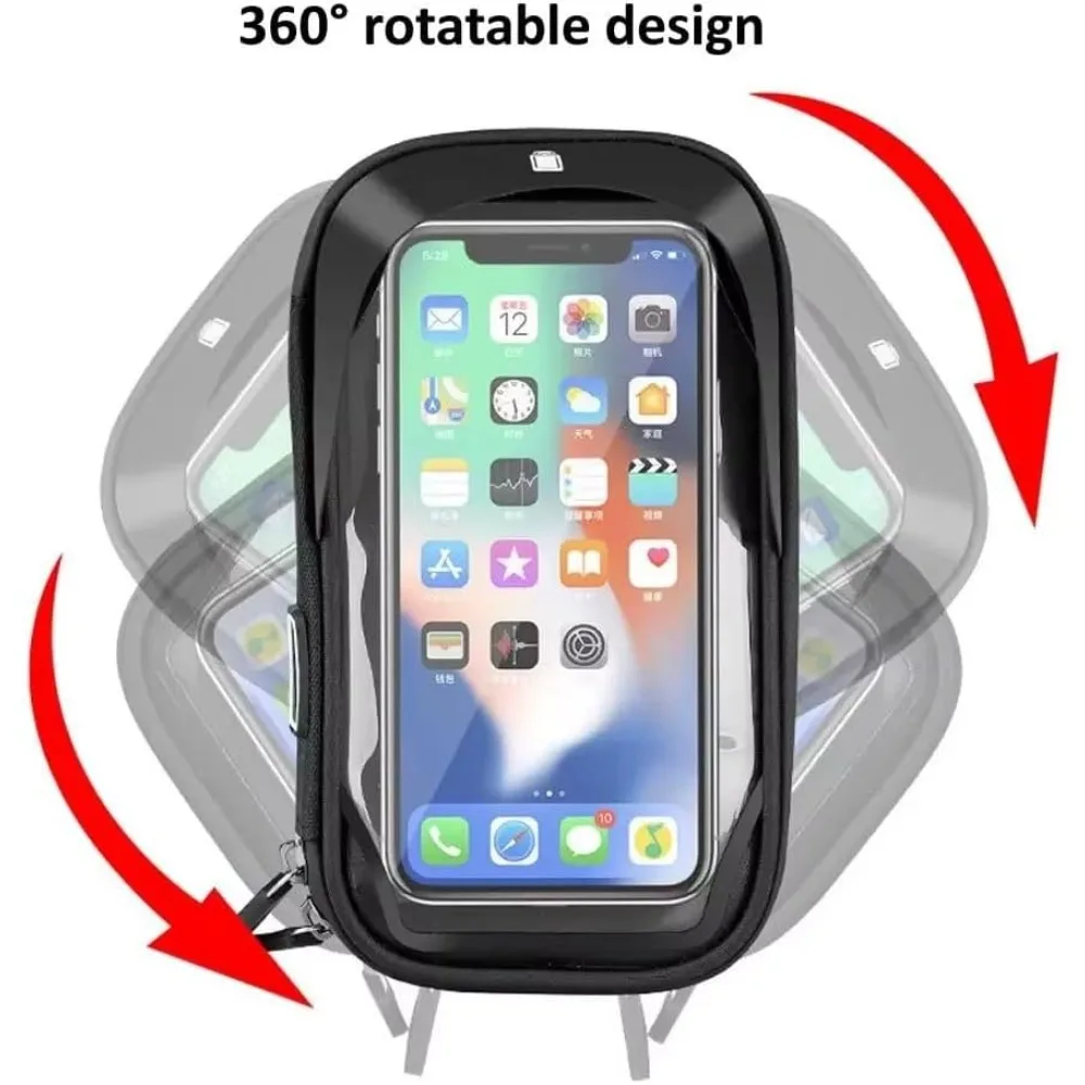 Waterproof Motorbike Bicycle Phone Holder Stand 360° Rotate Touchscreen Zipper Handlebar Bag Motorcycle Sun Visor Rain Cover view 2